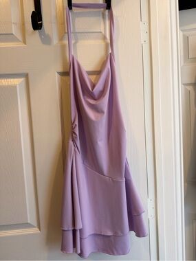 SHEIN Lavender One-Shoulder Cowl Neck Dress